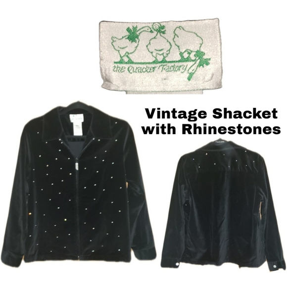 VINTAGE-THE QUACKER FACTORY Cotton Shacket with Rhinestones - Picture 1 of 9